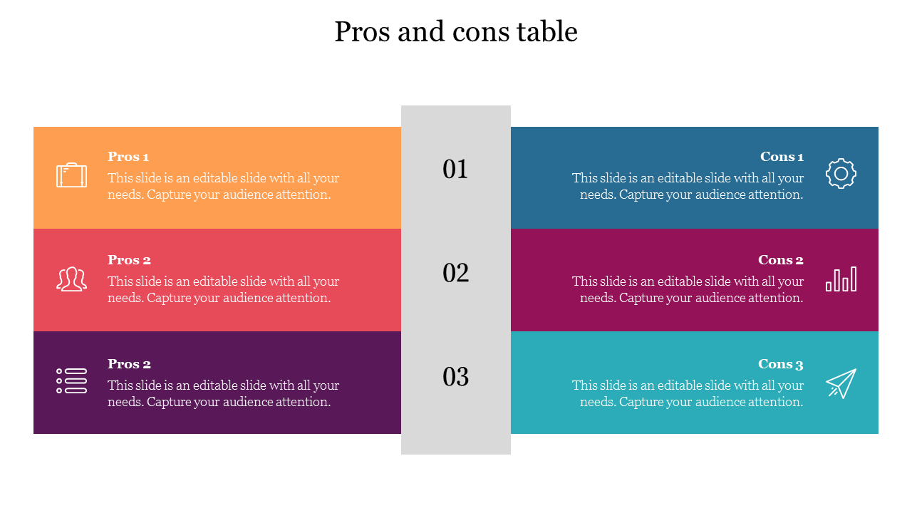 Best Pros And Cons Table Presentation Template 